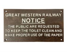 Western Railway Notice type cast iron sign