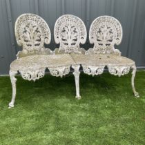 Cast aluminium thee seat garden bench painted in white