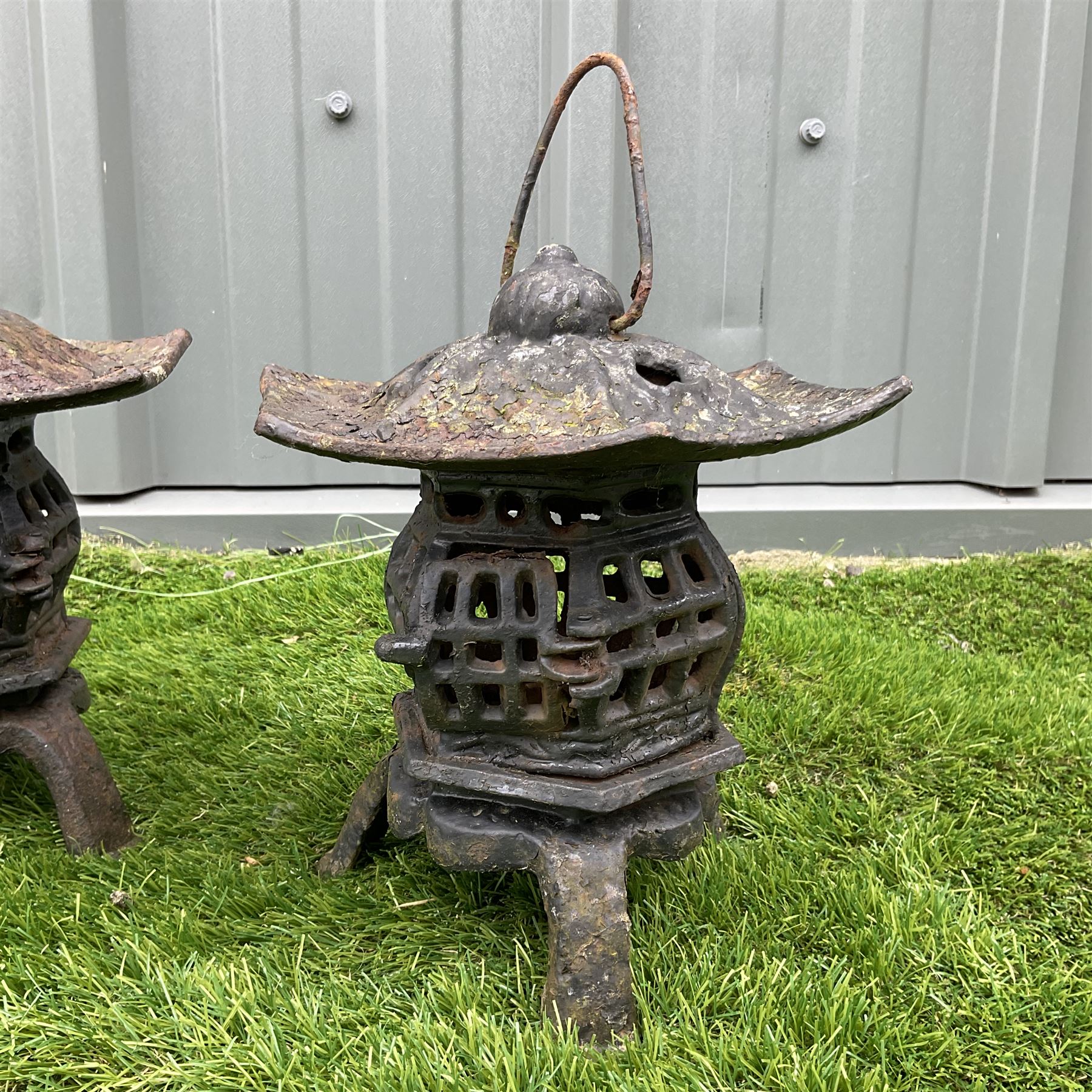 Three cast iron garden lanterns - Image 5 of 5