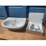 White glazed Casarte sink with chrome mixer tap and pop up drain