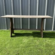 Teak garden table stretcher base