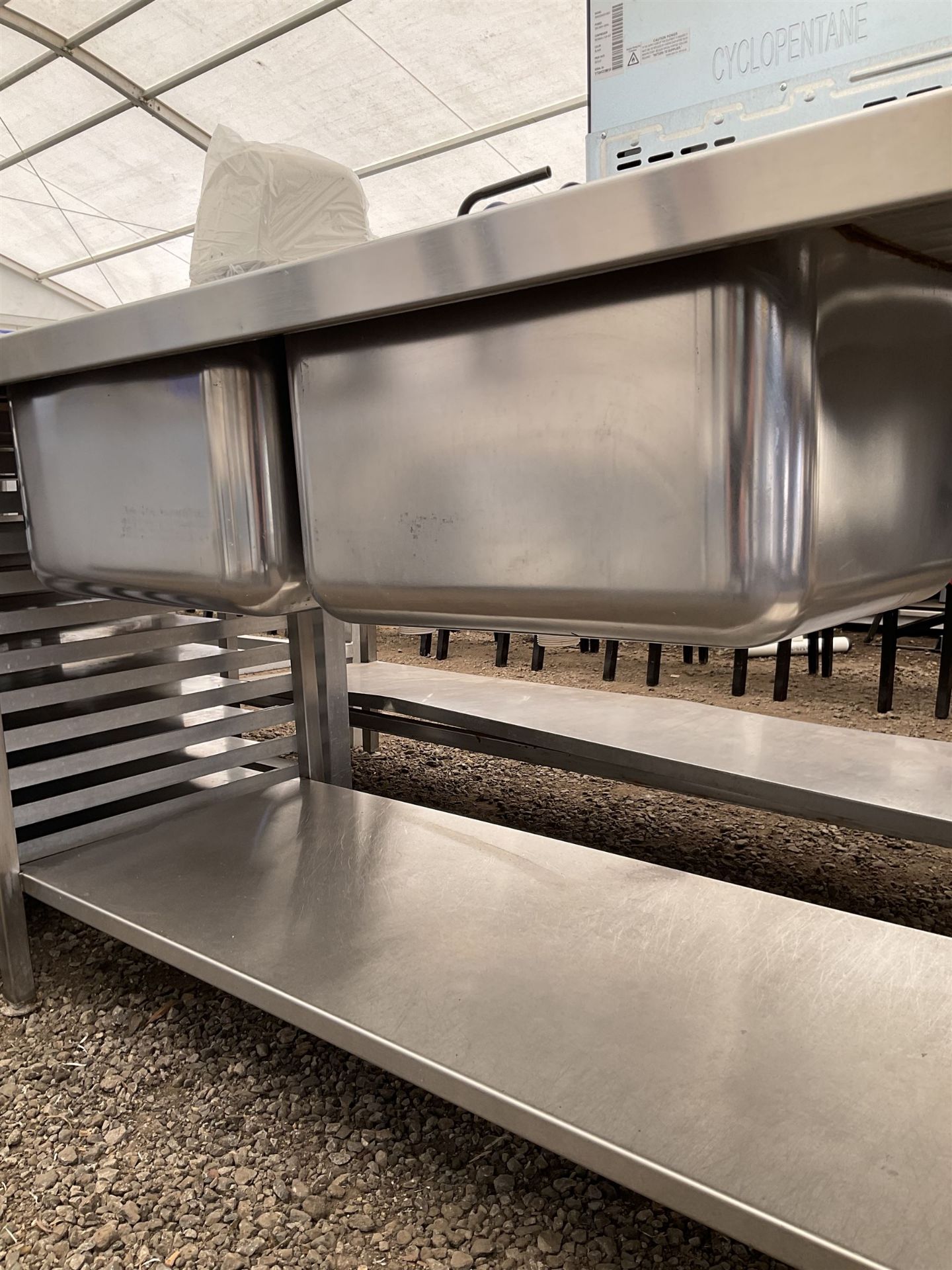 Commercial stainless steel double sink and drainer - Image 3 of 4