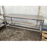 Aluminium framed commercial stainless steel preparation table