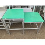 Aluminium framed two height tiered preparation table with poly top