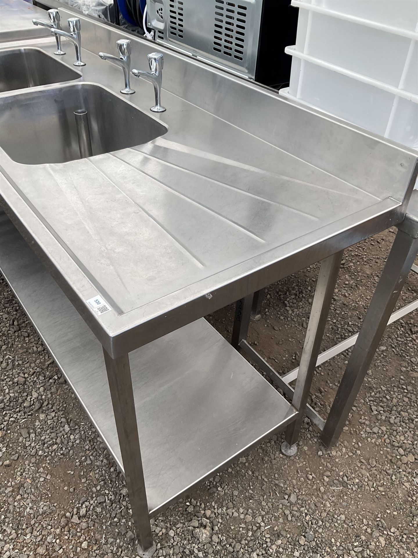 Commercial stainless steel double sink and drainer - Image 4 of 4