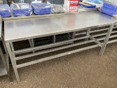 Aluminium framed preparation table with stainless steel top
