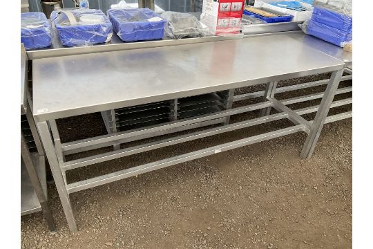 Aluminium framed preparation table with stainless steel top - Image 1 of 4