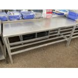 Aluminium framed preparation table with stainless steel top