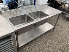 Commercial stainless steel double sink and drainer