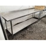 Large stainless steel two tier preparation table