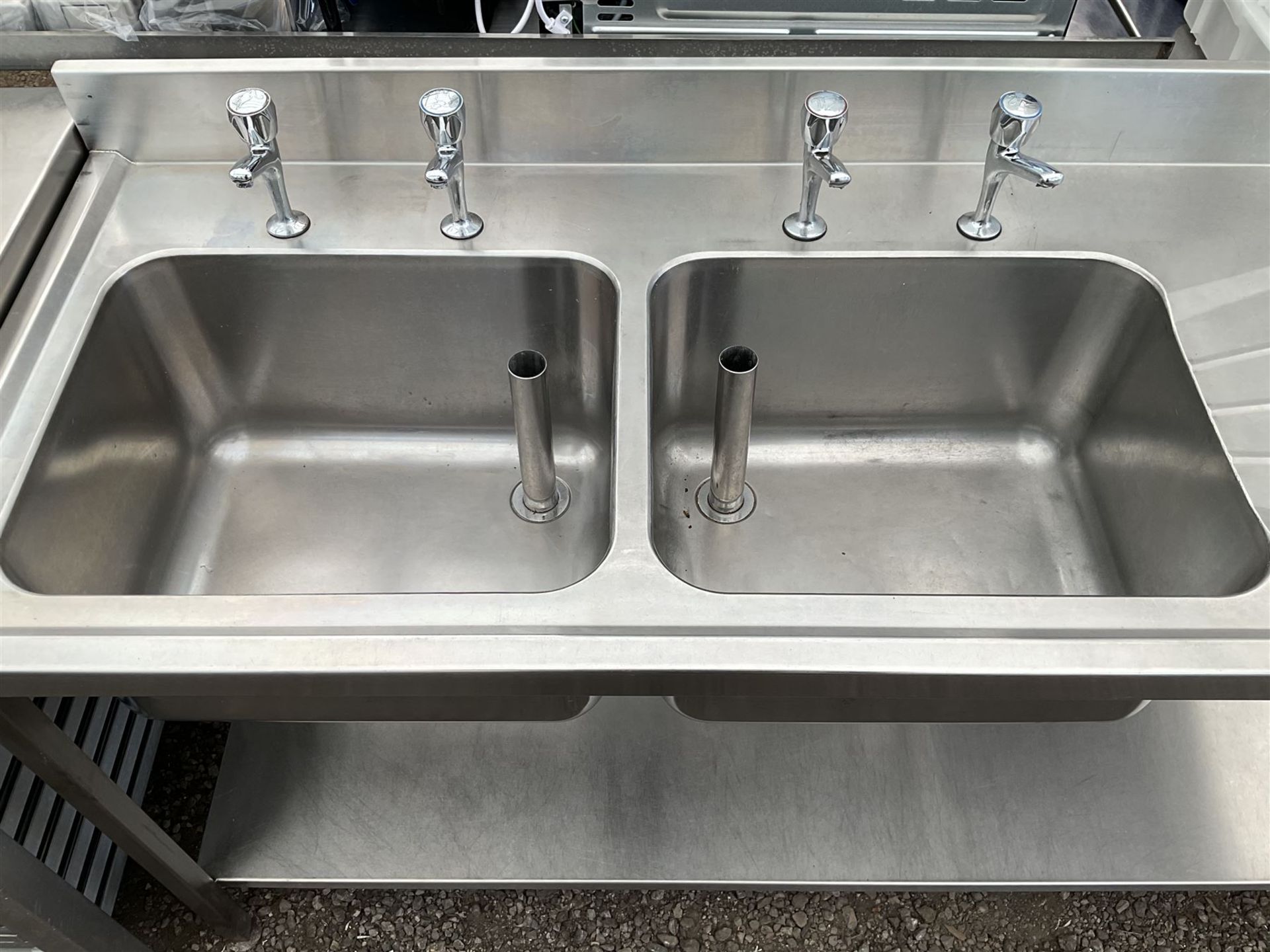 Commercial stainless steel double sink and drainer - Image 2 of 4