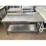 Stainless steel two tier preparation table - movement in legs