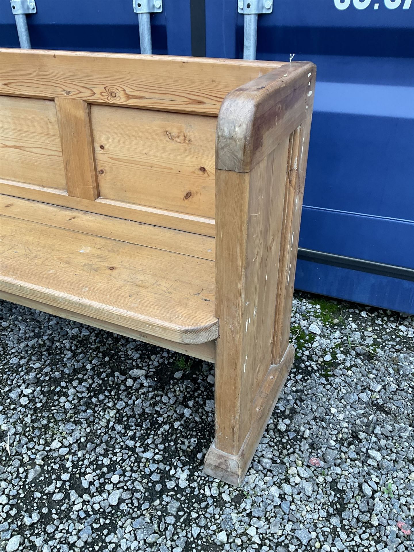 Waxed solid pine church pew - THIS LOT IS TO BE COLLECTED BY APPOINTMENT FROM DUGGLEBY STORAGE - Image 3 of 3