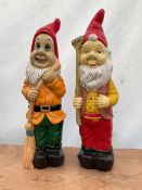 Pair of large indoor or outdoor painted garden gnomes - THIS LOT IS TO BE COLLECTED BY APPOINTMENT