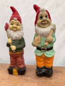 Pair of large indoor or outdoor painted garden gnomes - THIS LOT IS TO BE COLLECTED BY APPOINTMENT