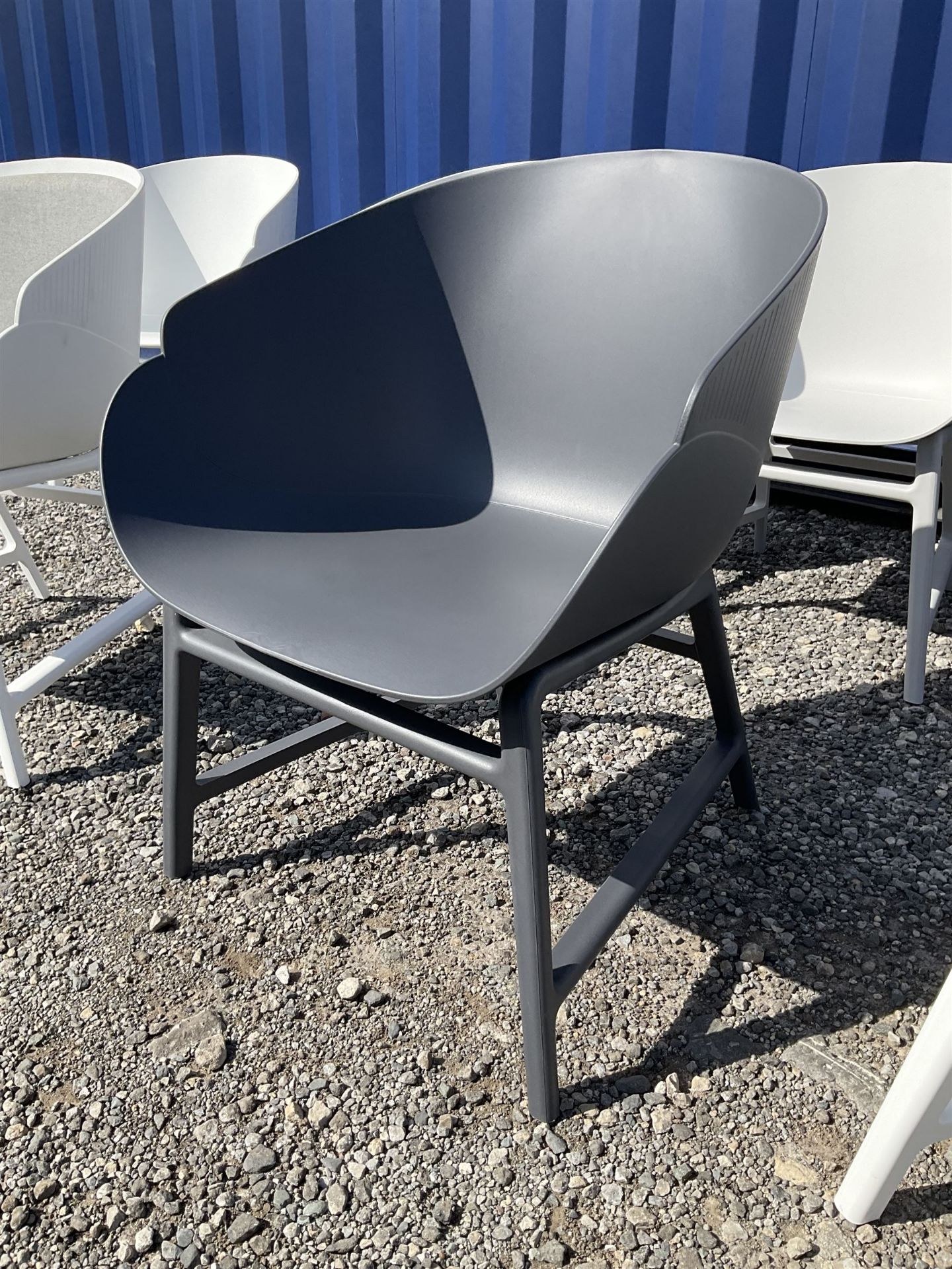 Set of eight Nordic design plastic tub chairs in dark grey - Image 7 of 8