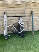 Pair of Edwardian cast iron and wood tennis posts