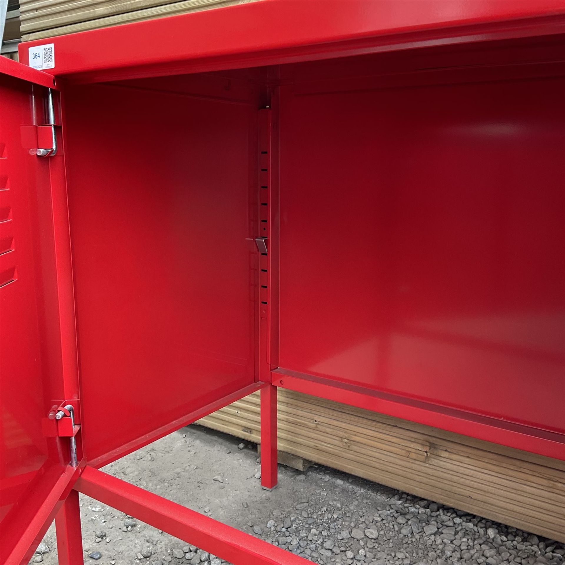 IKEA red painted metal two door media cabinet with keys - THIS LOT IS TO BE COLLECTED BY APPOINTMENT - Image 3 of 3