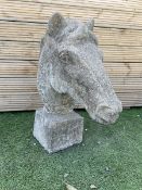 Cast stone garden horse head figure