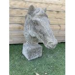 Cast stone garden horse head figure