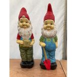 Pair of large indoor or outdoor painted garden gnomes - THIS LOT IS TO BE COLLECTED BY APPOINTMENT