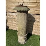 Stone garden sundial on column base - THIS LOT IS TO BE COLLECTED BY APPOINTMENT FROM DUGGLEBY STORA