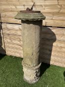 Stone garden sundial on column base - THIS LOT IS TO BE COLLECTED BY APPOINTMENT FROM DUGGLEBY STORA