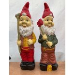 Pair of large indoor or outdoor painted garden gnomes - THIS LOT IS TO BE COLLECTED BY APPOINTMENT