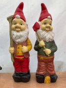 Pair of large indoor or outdoor painted garden gnomes - THIS LOT IS TO BE COLLECTED BY APPOINTMENT