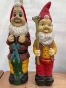 Pair of large indoor or outdoor painted garden gnomes - THIS LOT IS TO BE COLLECTED BY APPOINTMENT