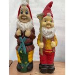 Pair of large indoor or outdoor painted garden gnomes - THIS LOT IS TO BE COLLECTED BY APPOINTMENT