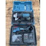 Erbauer EMT18-Li-QC cordles multi tool with charger and accessories together with corded Erbauer ang