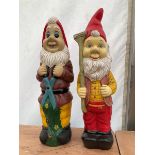 Pair of large indoor or outdoor painted garden gnomes - THIS LOT IS TO BE COLLECTED BY APPOINTMENT