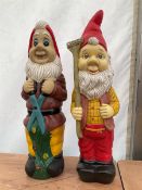Pair of large indoor or outdoor painted garden gnomes - THIS LOT IS TO BE COLLECTED BY APPOINTMENT