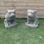 Pair of cast stone garden bulldogs