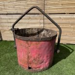 19th century large riveted steel smelting pot crucible - THIS LOT IS TO BE COLLECTED BY APPOINTMENT