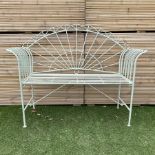 Wrought metal green finish sunrise bench