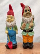 Pair of large indoor or outdoor painted garden gnomes - THIS LOT IS TO BE COLLECTED BY APPOINTMENT