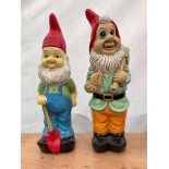 Pair of large indoor or outdoor painted garden gnomes - THIS LOT IS TO BE COLLECTED BY APPOINTMENT