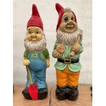 Pair of large indoor or outdoor painted garden gnomes - THIS LOT IS TO BE COLLECTED BY APPOINTMENT