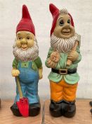 Pair of large indoor or outdoor painted garden gnomes - THIS LOT IS TO BE COLLECTED BY APPOINTMENT