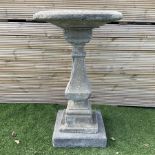 Cast stone circular garden bird bath