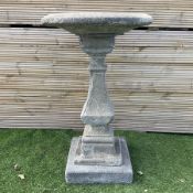 Cast stone circular garden bird bath