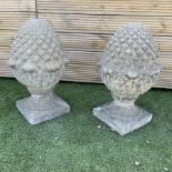 Pair of cast stone garden pineapples