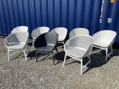 Set of eight Nordic design plastic tub chairs in dark grey