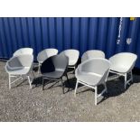 Set of eight Nordic design plastic tub chairs in dark grey