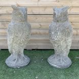 Pair of cast stone garden owls