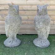 Pair of cast stone garden owls