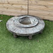 Vintage Indian copper fire pit decorated with rivets - THIS LOT IS TO BE COLLECTED BY APPOINTMENT F