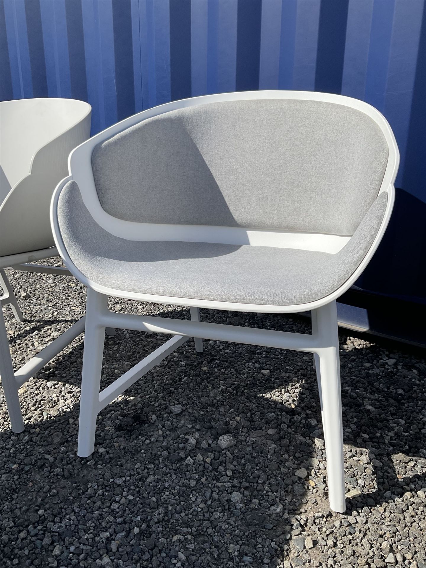 Set of eight Nordic design plastic tub chairs in dark grey - Image 5 of 8